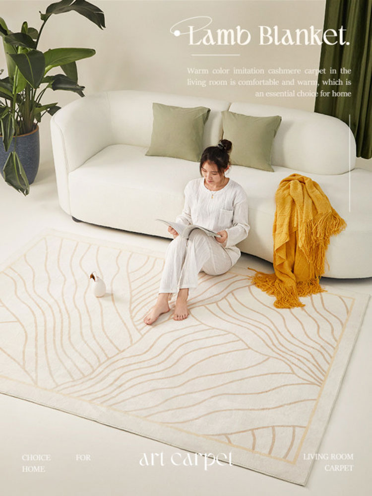 奶油風仿羊絨地毯客廳臥室床邊毯家居地墊2023新款加厚茶几毯