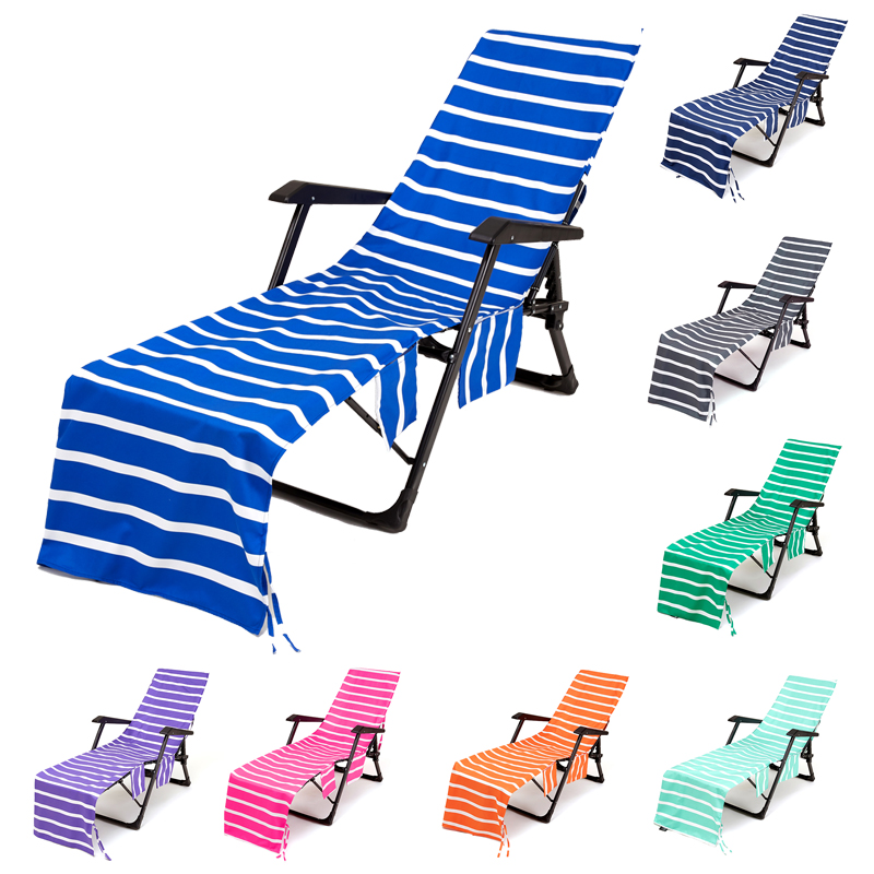 條紋沙灘椅墊速幹雙面絨面海邊躺椅罩椅套