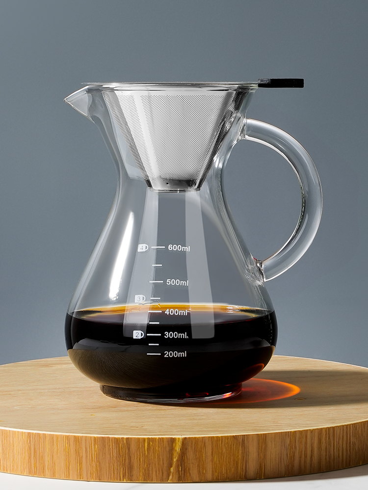 美式風玻璃手衝咖啡壺 過濾網滴漏壺冷萃壺咖啡杯