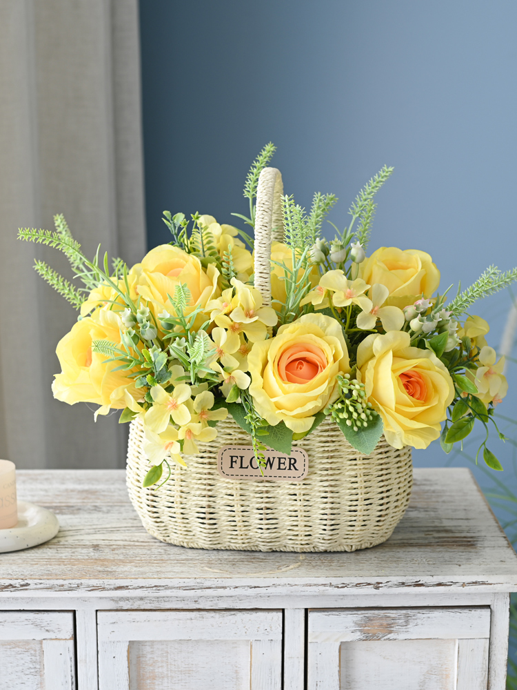 精緻仿真花卉裝飾 假花擺件花藝花籃餐桌花擺花裝飾花