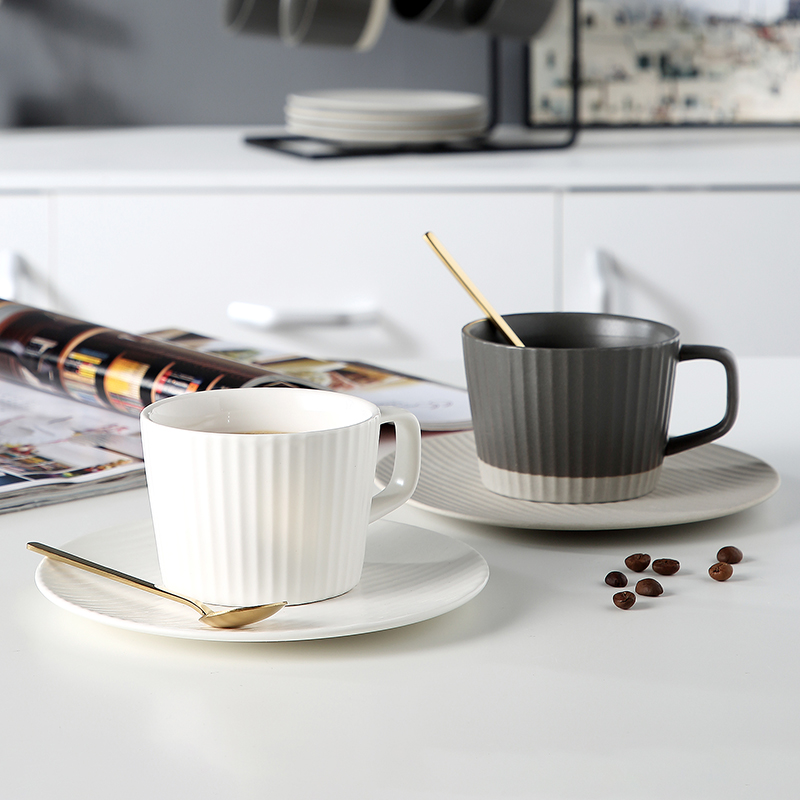 日式陶瓷咖啡杯碟套裝 北歐簡約風 馬克杯 網紅家用ins風