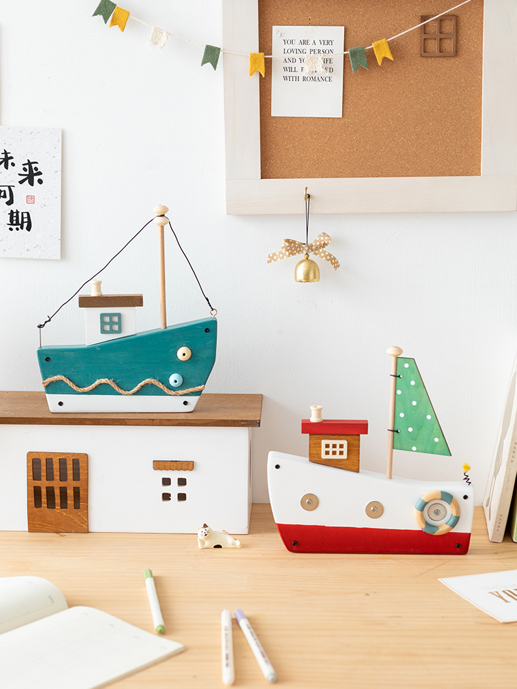 日本和式木質擺件帆船小擺飾裝飾臥室書架櫥櫃送禮自用皆宜 (7.3折)
