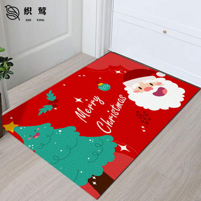 聖誕老人平安夜pvc皮革地墊可手洗吸塵簡約現代風格適用於客廳家用