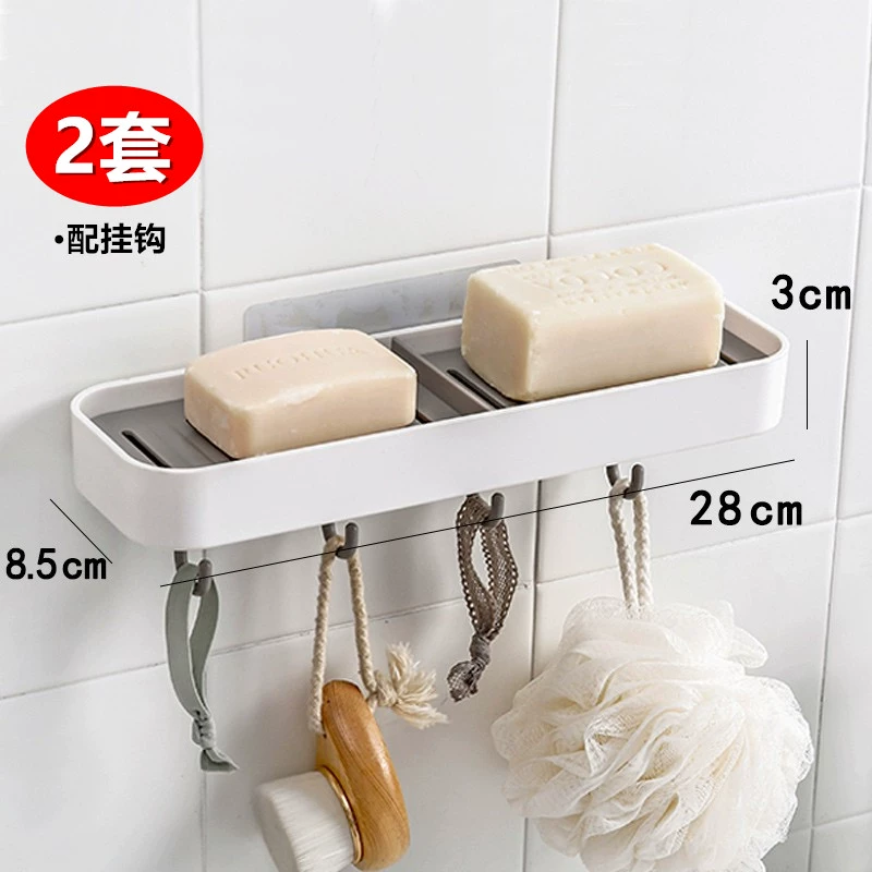 日式風格創意吸盤壁掛式香皂盒免打孔雙層瀝水衛生間置物架