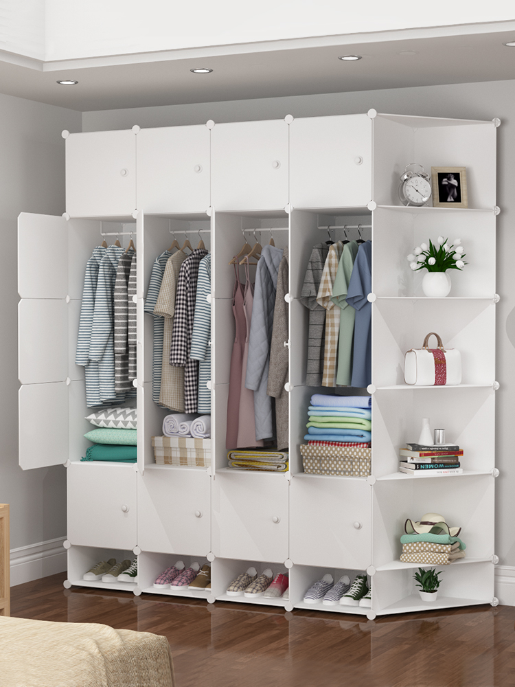 簡易衣櫥組裝塑料布藝單人小臥室家用布衣櫥仿實木收納櫃子