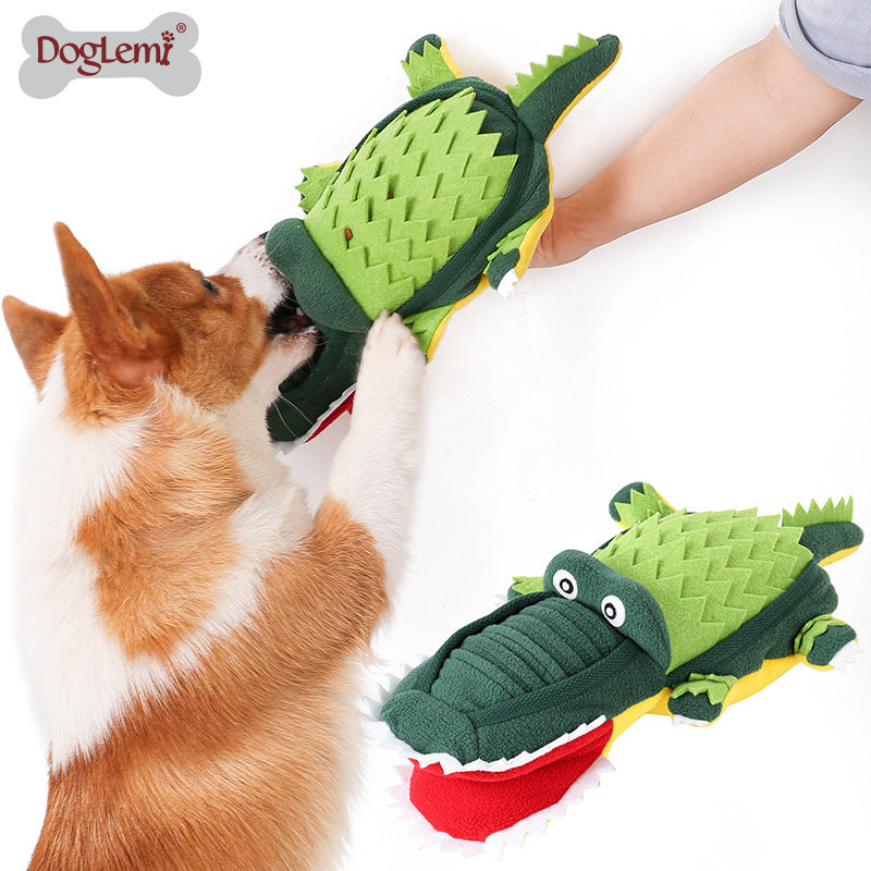 綠色鱷魚漏食嗅聞玩具 寵物益智iq嗅聞發聲陪伴玩具