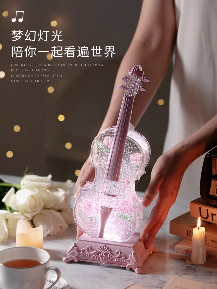 夢幻水晶球音樂盒浪漫小提琴造型藍牙連接播放音樂生日好禮
