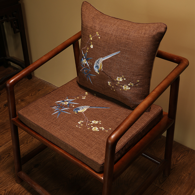 新中式風格布料茶椅墊子四季通用高檔刺繡圈椅太師椅座墊