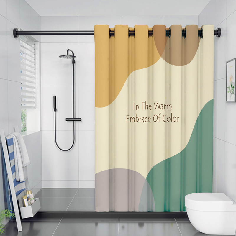 羅馬孔防水磁吸乾溼分離高檔浴簾日式風格小清新打造時尚浴室空間