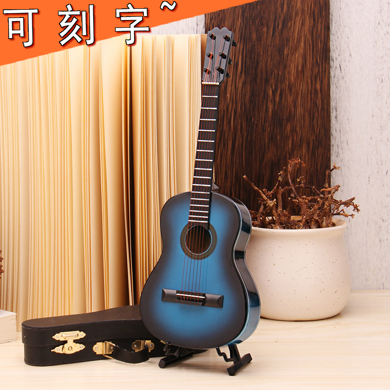 樂器造型新古典風木質擺件 裝飾書房桌面迷你吉他模型