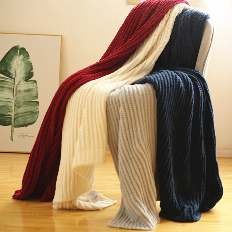 北歐復古風雪尼爾勾針毯客廳沙發毯編織毛毯 (8.3折)