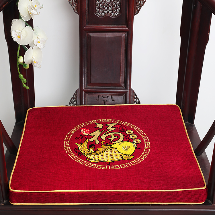 新中式刺繡椅墊坐墊套四季防滑家用太師椅餐椅茶几坐墊椅墊套 (4.9折)