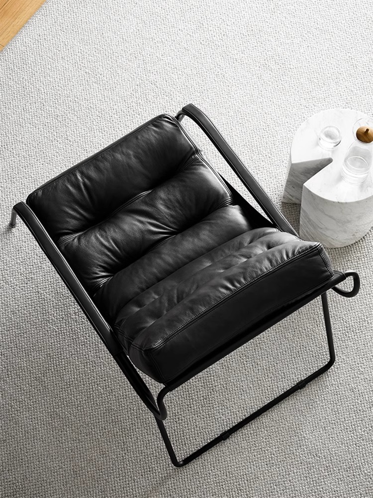 北歐風格意式極簡真皮沙發椅 輕奢設計師休閒椅