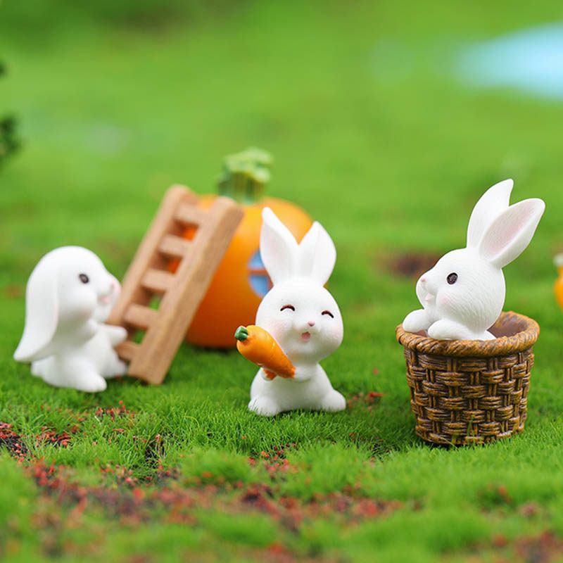 手工田園裝飾擺件小兔子擺件 微景觀花盆配件 兔年新春擺件