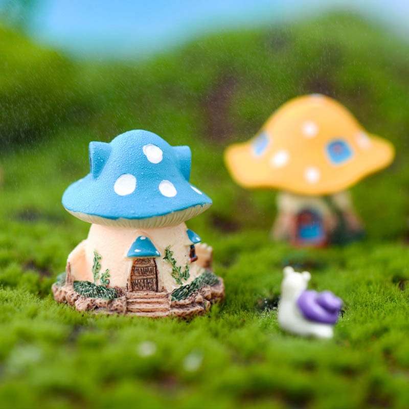 微景觀手工可愛童話台堦蘑菇樹屋迷你植物建築裝飾小擺件房子模型
