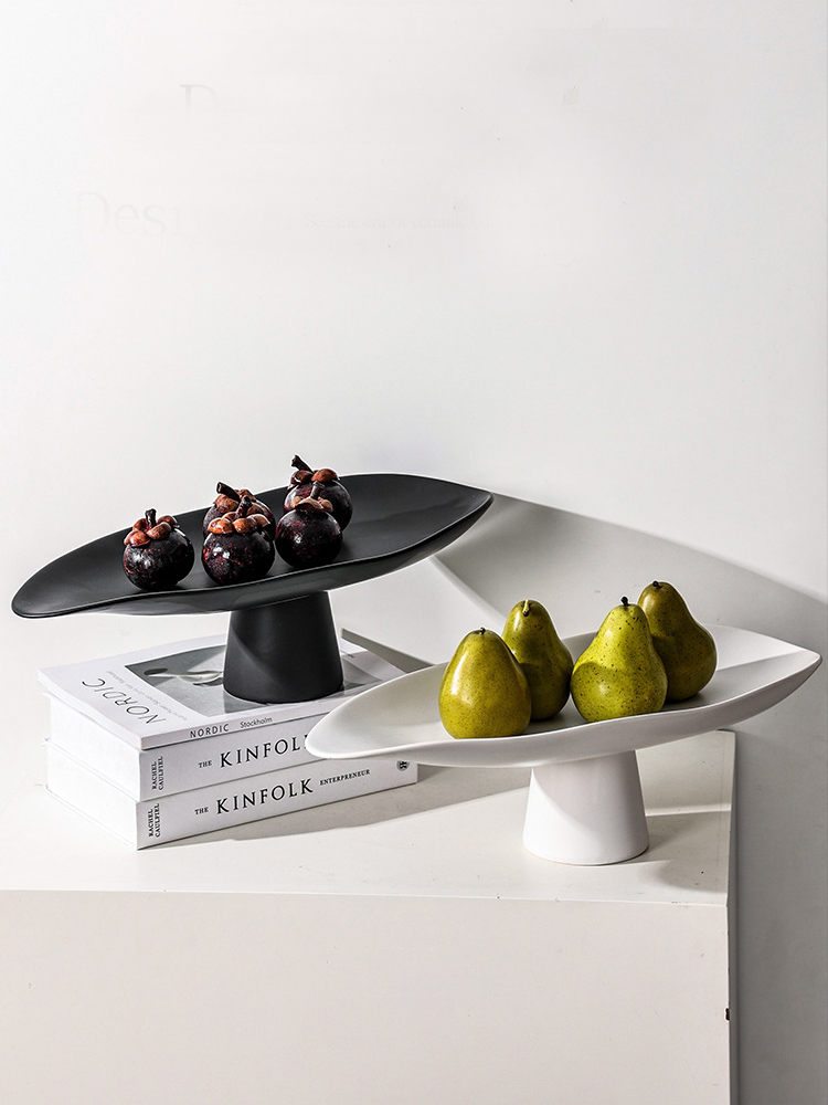 簡約風陶瓷高腳水果盤 客廳茶几輕奢高檔家飾 (8.3折)