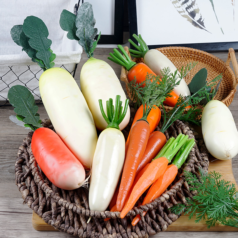促銷倣真水果蔬菜模型紅辣椒衚蘿蔔廚房菜籃裝飾黃瓜玉米早教道具