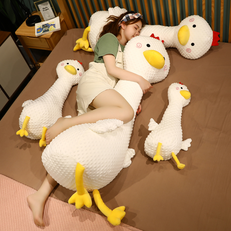 可愛毛絨大白鵝抱枕女生抱著睡覺夾腿長條枕 (8.3折)