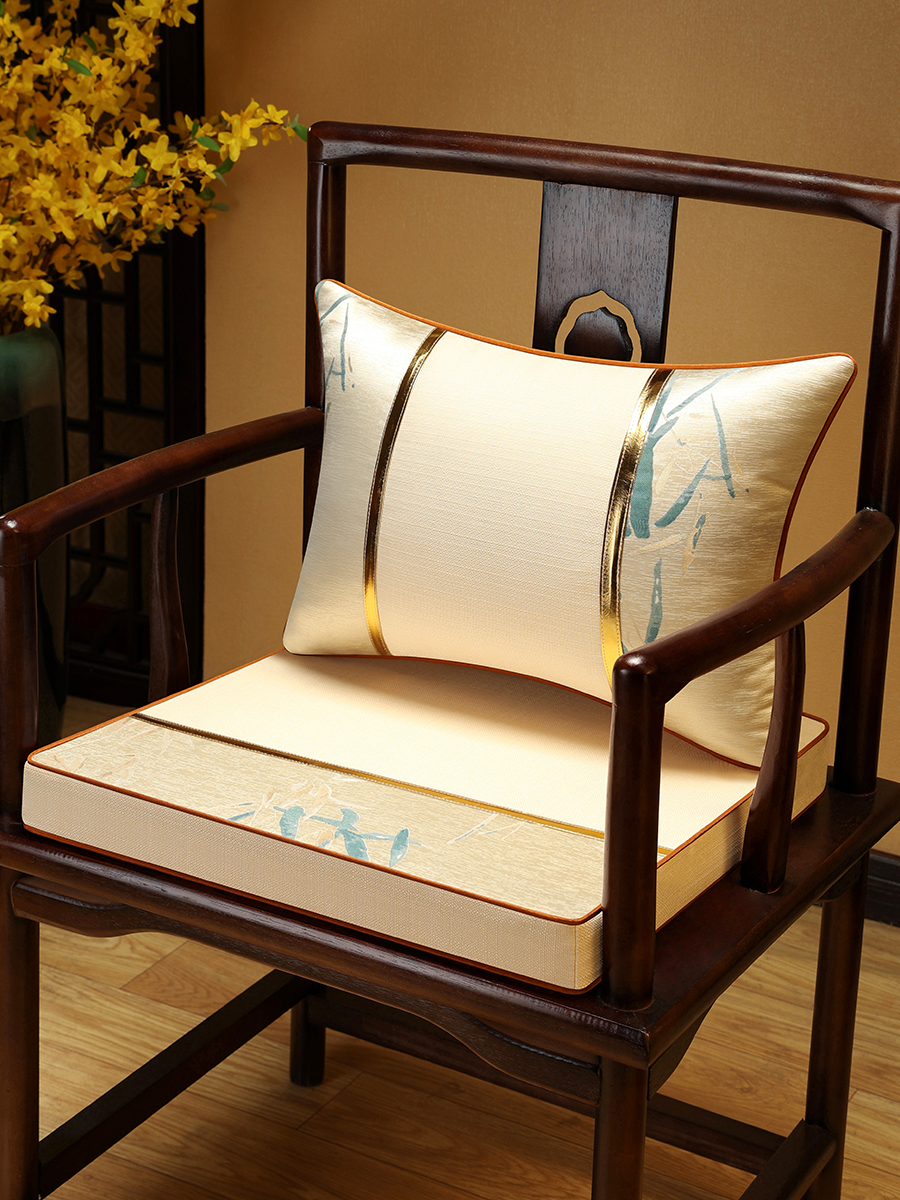 新中式圖案布藝椅墊 冬天防滑透氣靠墊 乳膠墊 (5.5折)