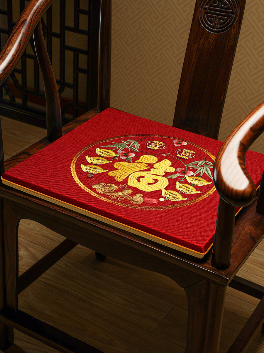 中式風格紅木實木凳子墊圈椅座墊透氣茶椅墊冬季