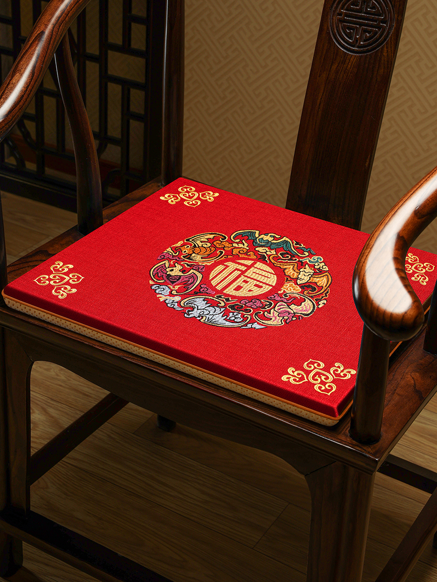 古典明清風格紅木坐墊 精緻繡花太師椅圈椅墊子
