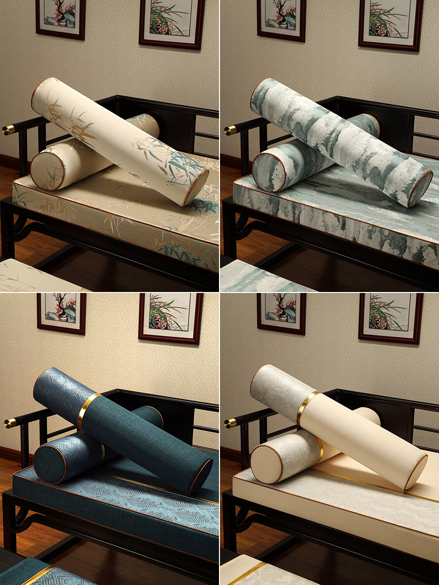 中式風格圓柱形抱枕靠墊床頭靠枕午睡枕頭手枕套 (6.3折)