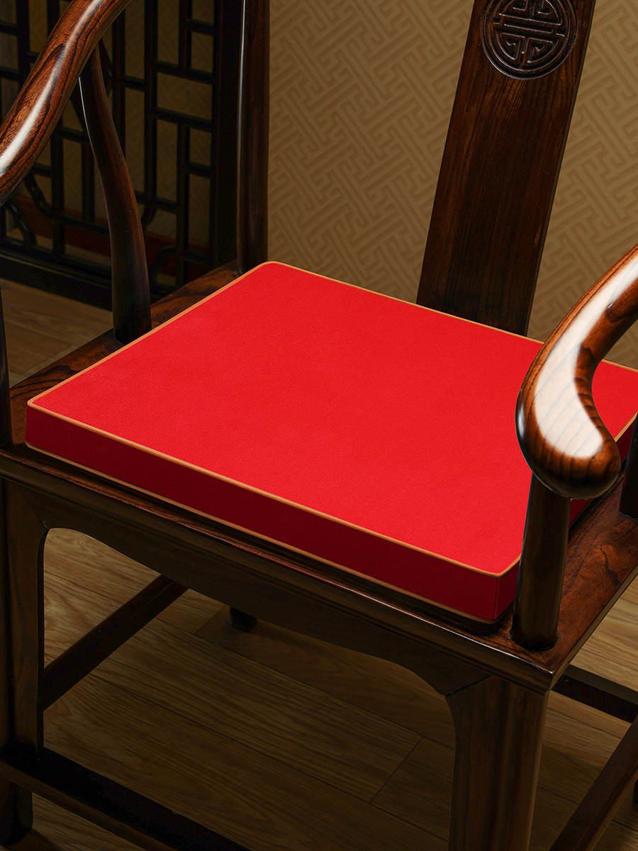 新中式風格軟墊坐墊防滑透氣毛絨布藝冬季加厚木凳海綿椅墊