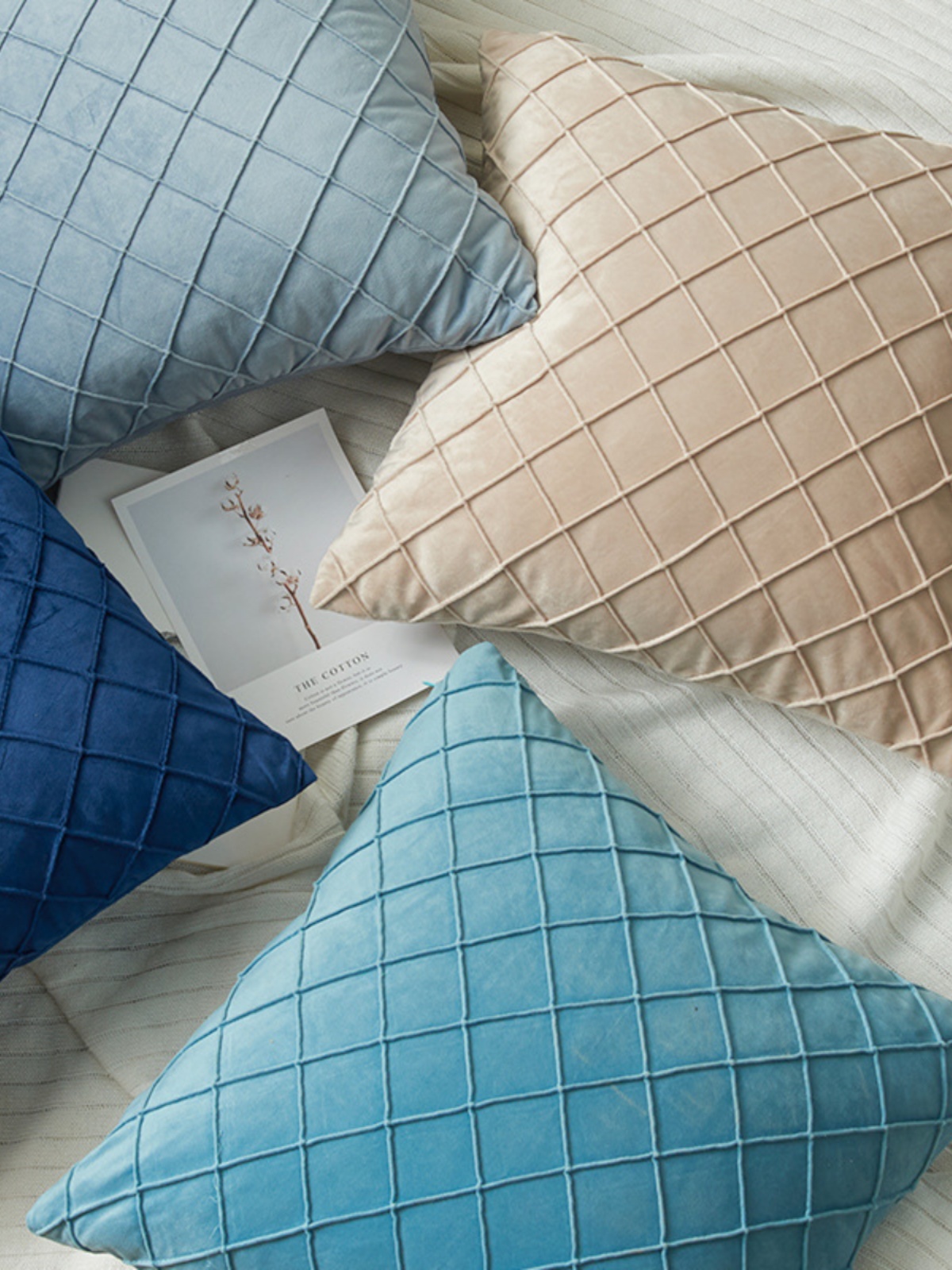 長也夕簡約現代風方形純色抱枕套沙發靠枕軟裝臥室客廳抱枕套
