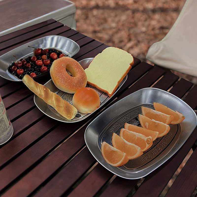 歐式復古風不鏽鋼馬口鐵盤 野營自駕遊野餐餐具