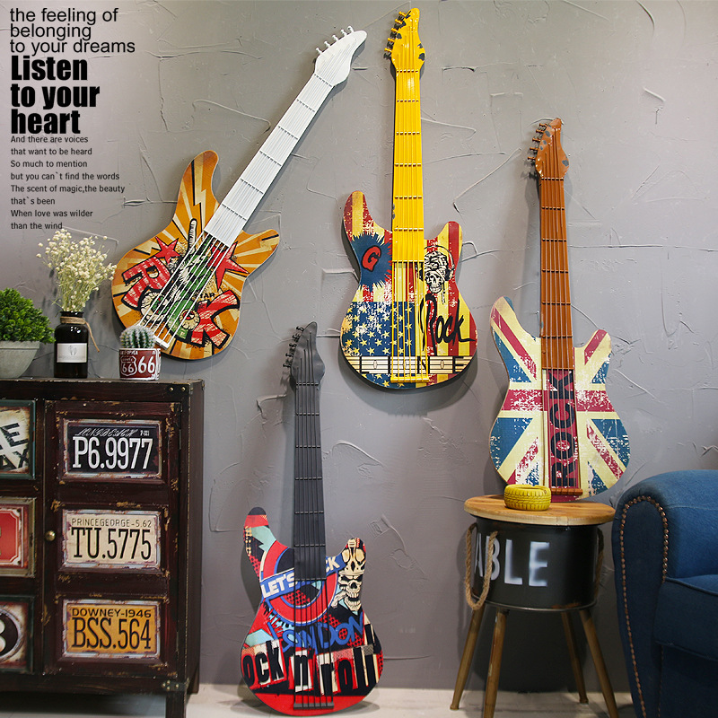 復古懷舊風格吉他鐵藝壁飾家居軟裝裝飾