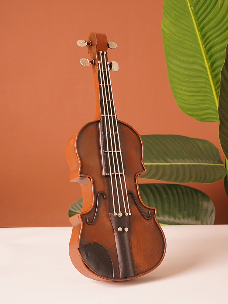 復古法式鐵藝裝飾品 歐式小提琴模型展示櫃擺件 鋼琴家裝飾品