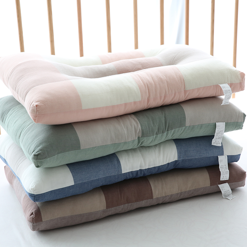 日式簡約風全棉枕芯 可水洗棉羽絲絨保健單人枕頭 適合成人使用