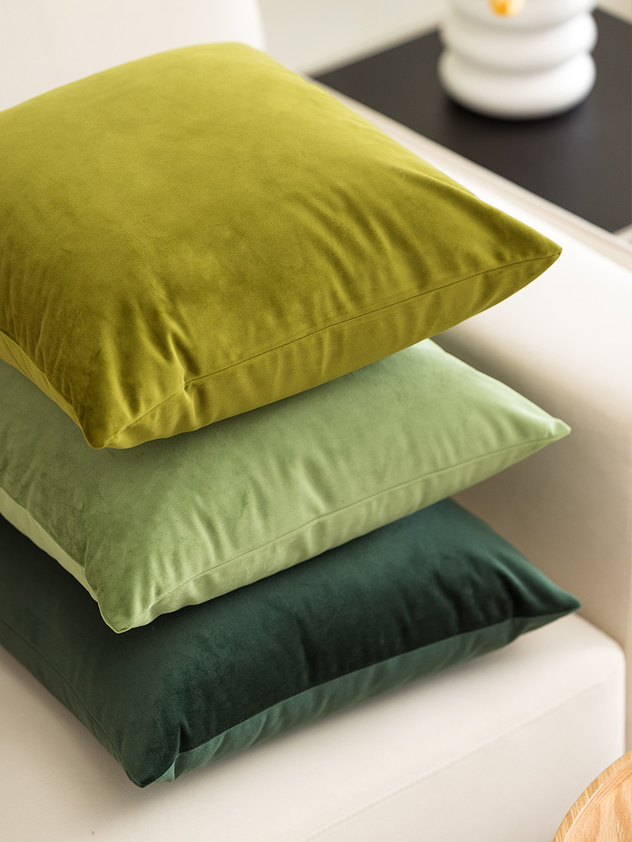 天鵝絨枕套45cm50cm復古小綠格古典綠苔蘚綠酪梨綠沙發客廳床頭靠枕套 (4折)
