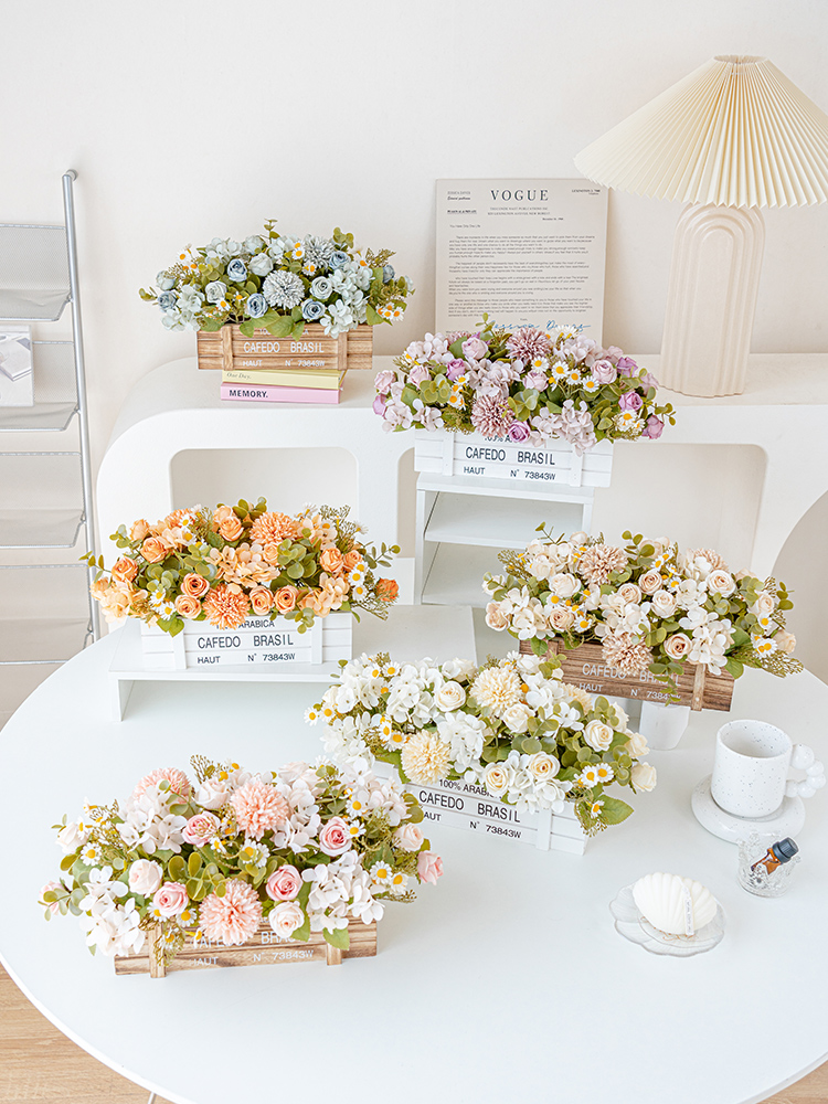 仿真玫瑰花插花裝飾擺件 增添歐式輕奢風格 客廳擺放花卉