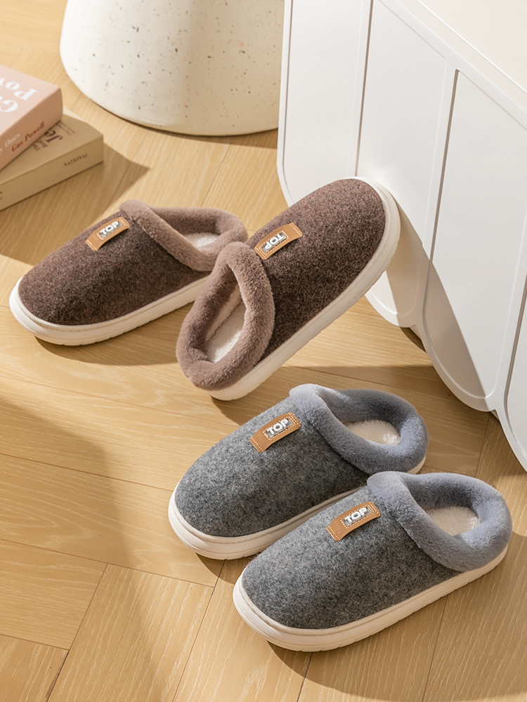 中老年冬季室內防滑保暖棉拖鞋 加厚加絨毛氈布居家拖鞋