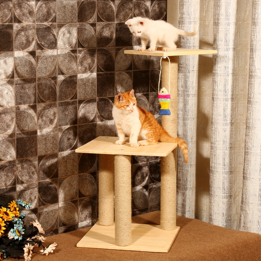 貓爬架實木貓抓板劍麻貓窩樹跳台貓咪抓柱玩具用品 25省包郵
