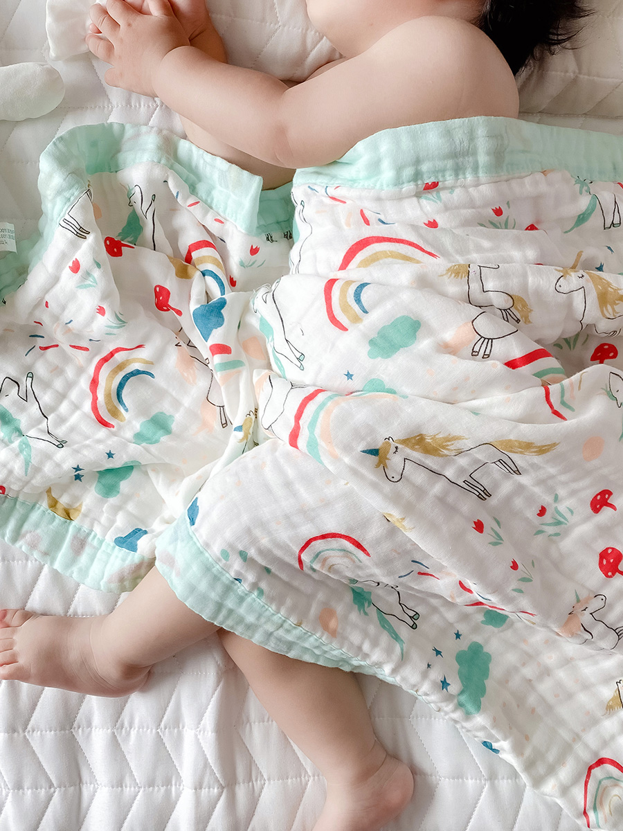 四層紗布嬰兒被子純棉夏涼被新生兒童蓋毯毛巾被夏天寶寶小薄被