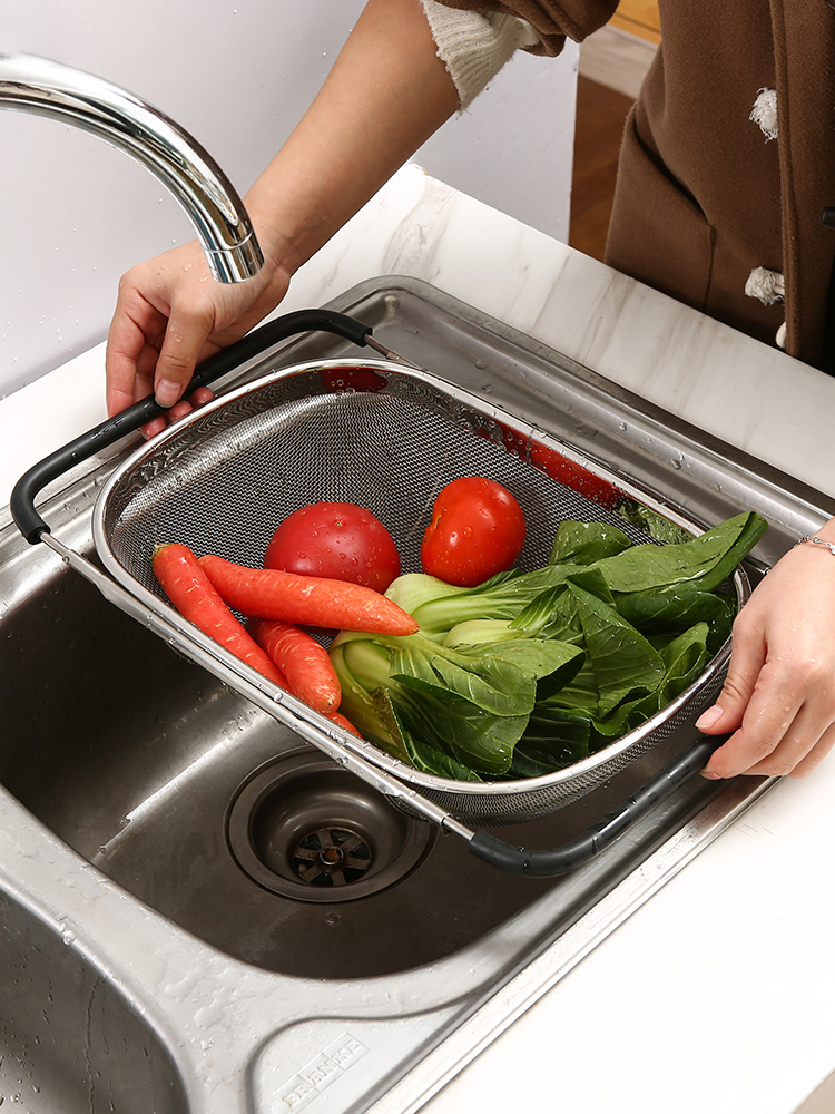 不鏽鋼伸縮瀝水架 家用洗菜盆收納架 餐具碗碟瀝水分離