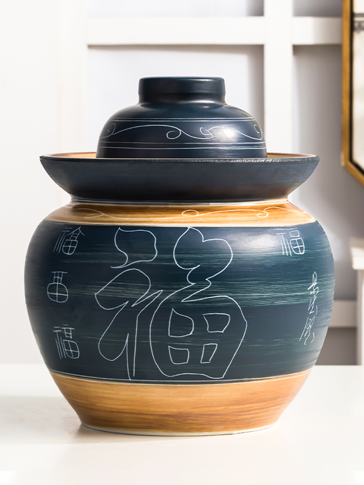 復古中式風格土陶密封罐泡菜壇家用醃鹹鴨蛋陶瓷泡菜缸 (6.4折)