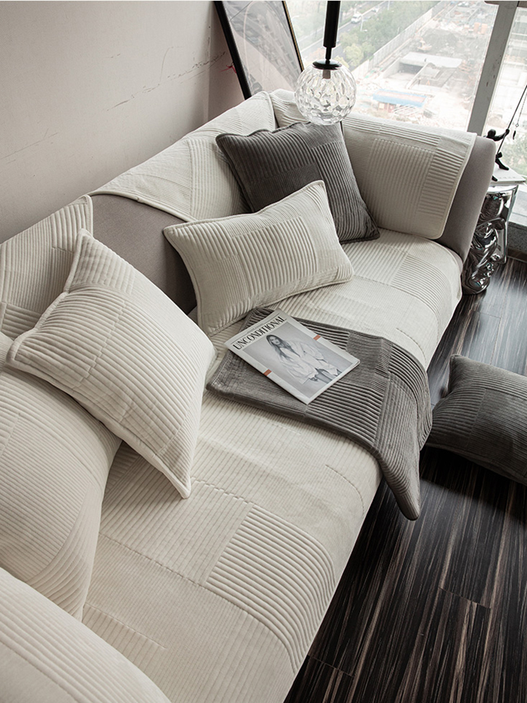 北歐風格奶白色沙發墊 防滑組合沙發墊單人雙人三人沙發套 (2.7折)