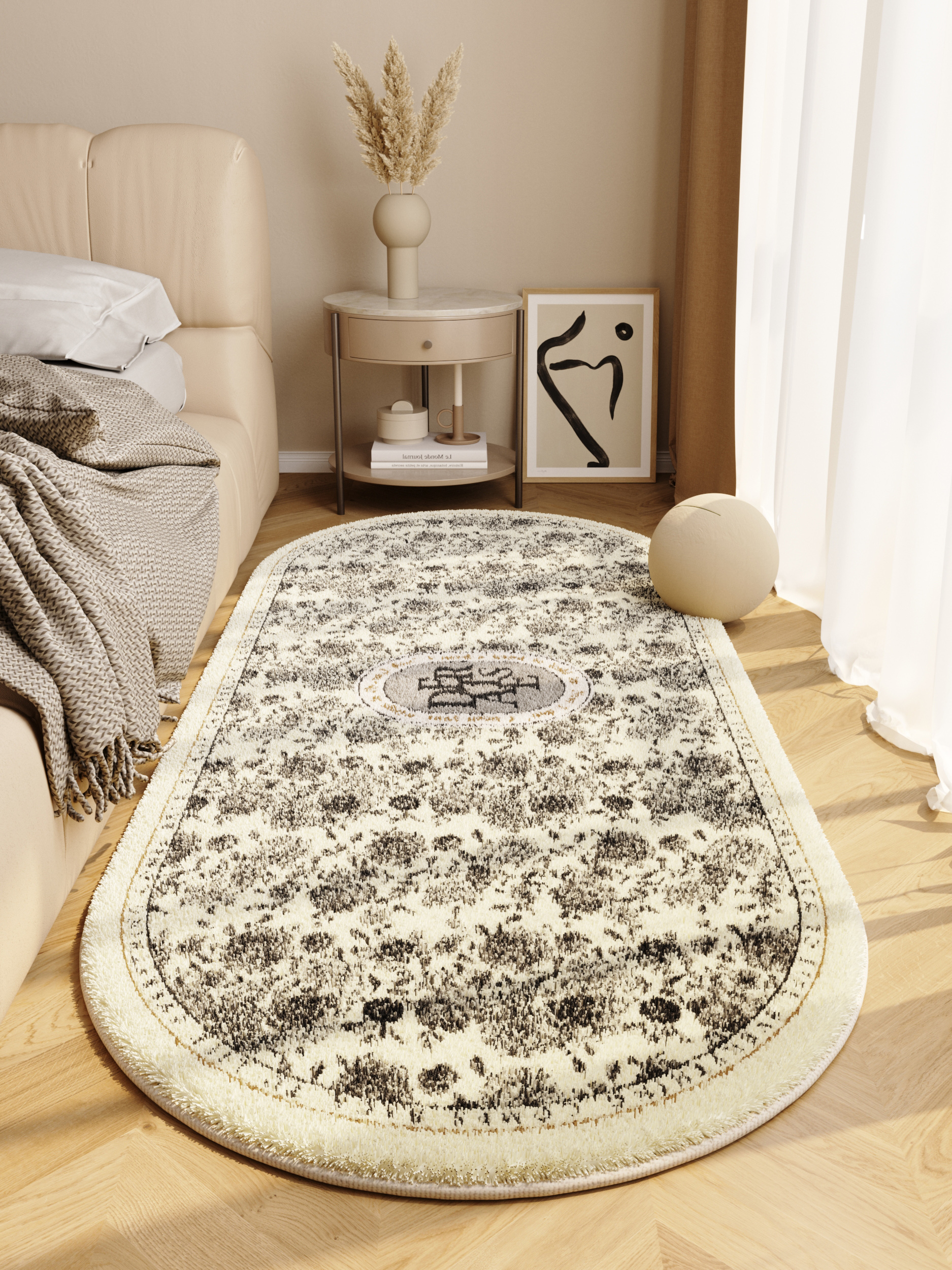 法式風格地毯 租房床前長條加厚法式地墊 給臥室高級感