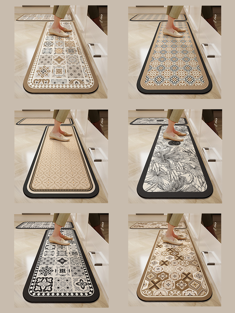 復古美式珪藻土廚房地墊防滑長條可擦免洗美式地毯 (2.9折)