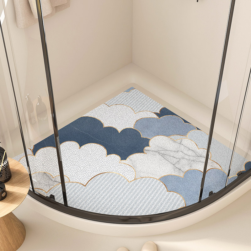 簡約現代風格家用浴室地墊柔軟絲圈腳感舒適扇形防滑衛生間腳墊