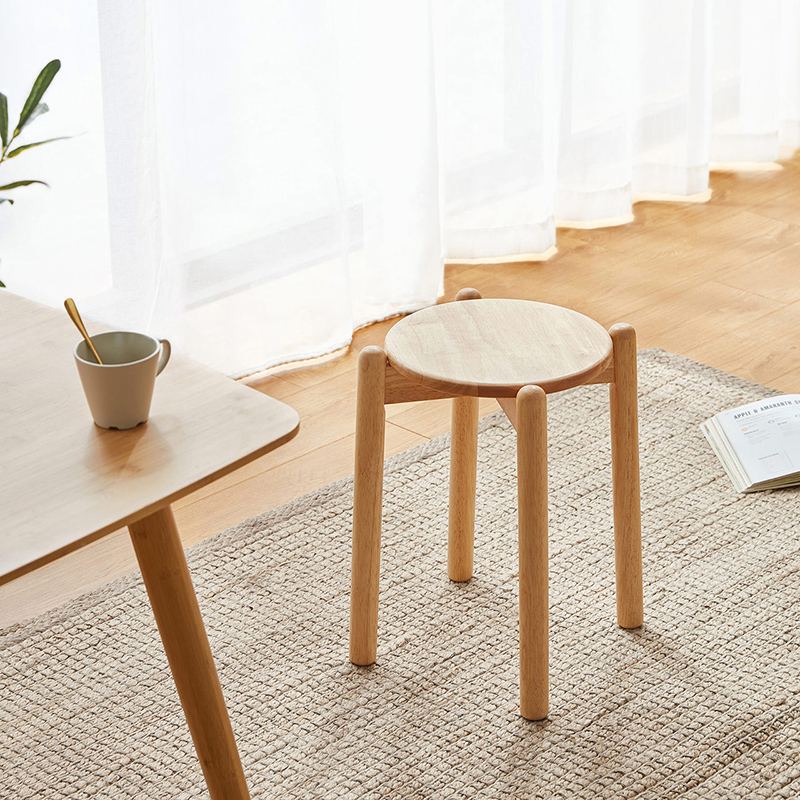 北歐簡約風實木餐椅可疊放設計居家餐廳好選擇原木色