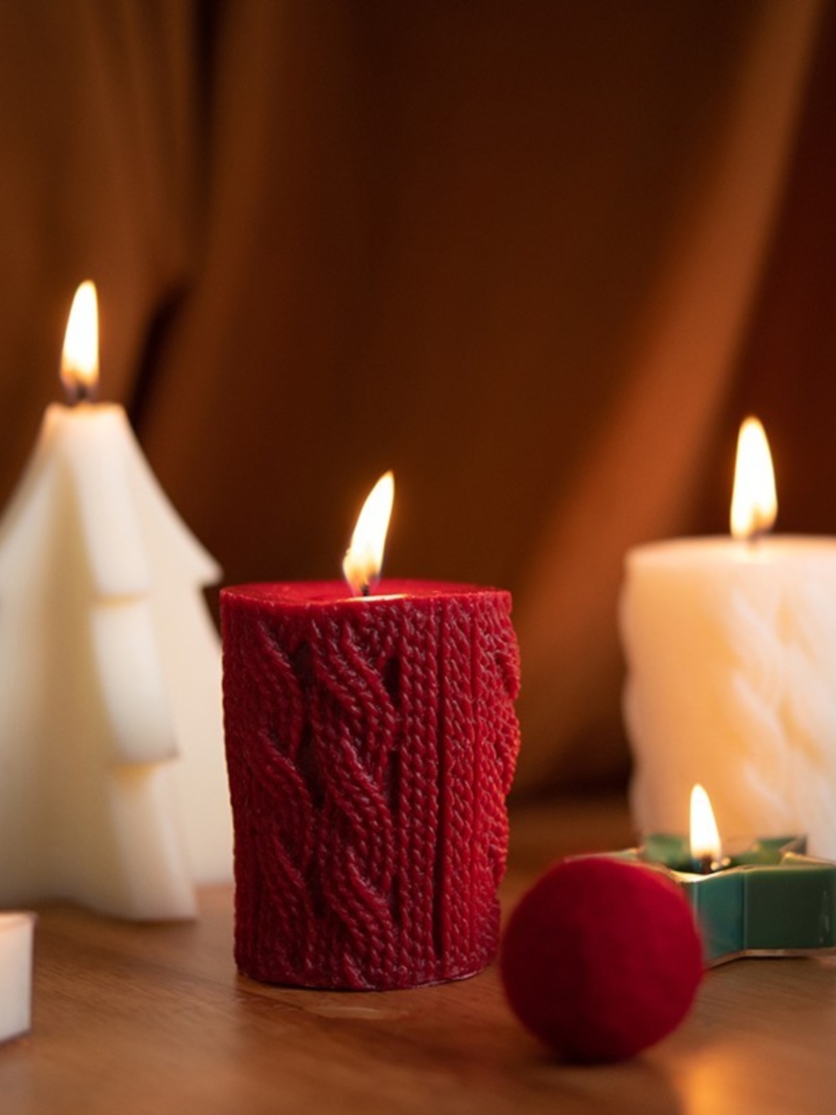 蠟片營造浪漫氛圍聖誕樹蠟燭紅白綠色禮盒套裝