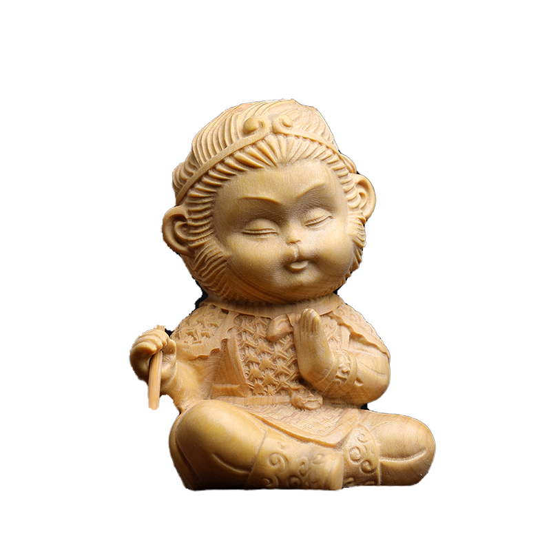 新中式木雕齊天大聖手把件擺件創意裝飾品祝福禮品 (8.3折)