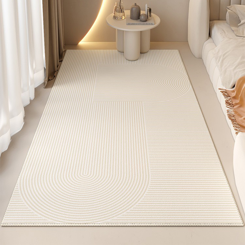 高級感嬭油風臥室地毯北歐極簡臥室飄窗毯侘寂風牀邊毯現代簡約