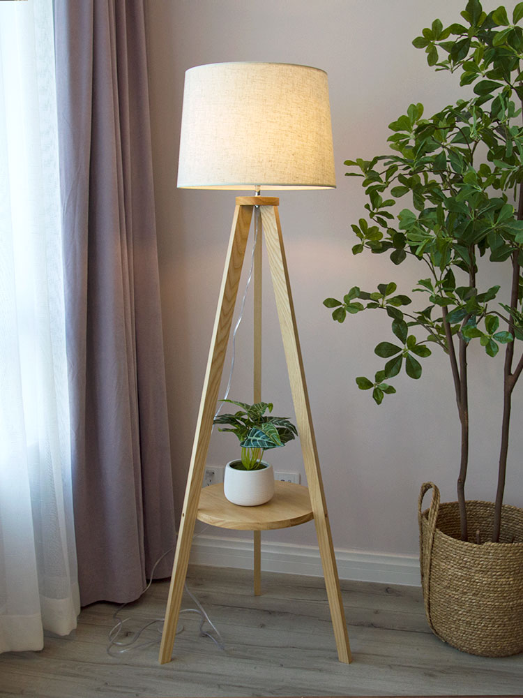 落地燈臥室客厛辦公室簡約現代北歐日式實木立式三角創意個性裝飾
