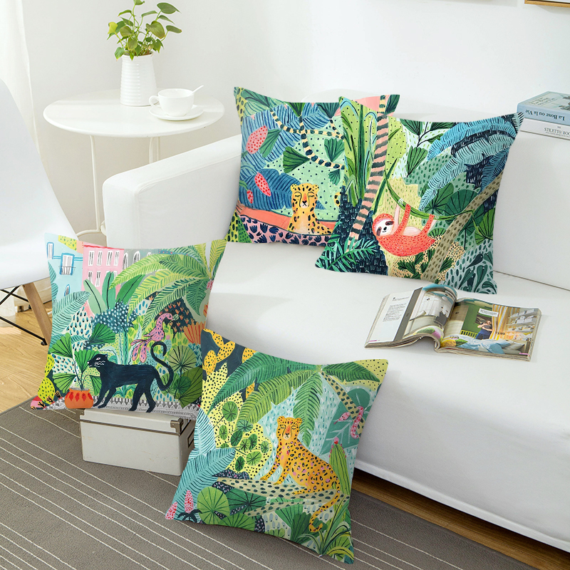 小清新卡通動物植物抱枕沙發大靠背裝飾樣板房簡約北歐新款客厛