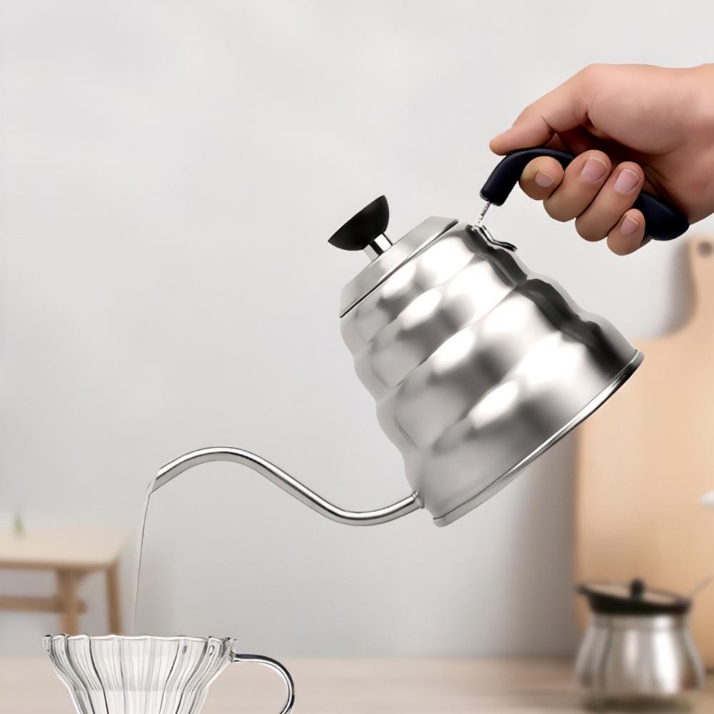美式風格不鏽鋼咖啡壺帶溫度計掛耳壺煮家用
